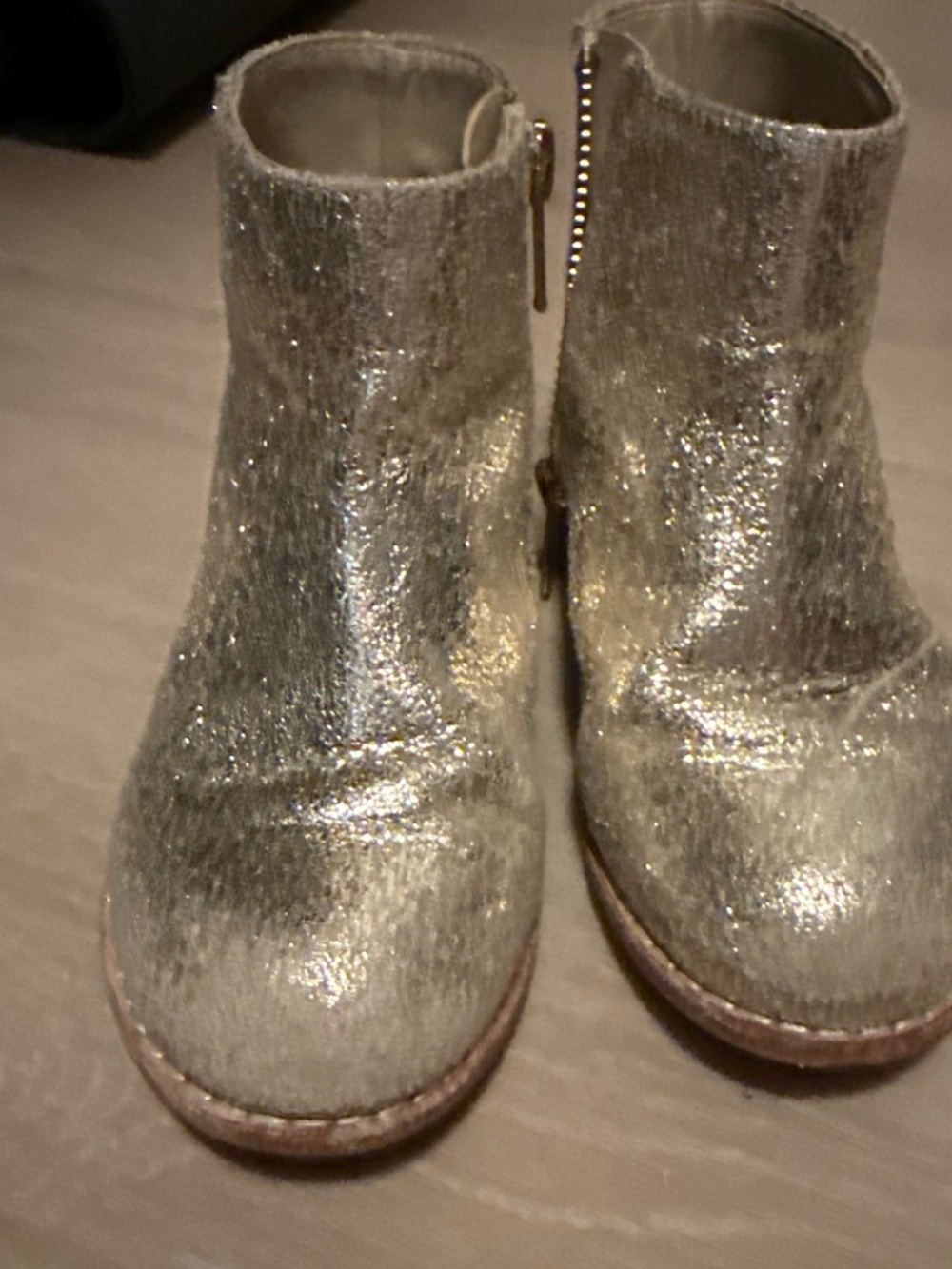 Janie and Jack Metallic Gold Glitter Ankle Boots for Kids - Picture 4 of 7
